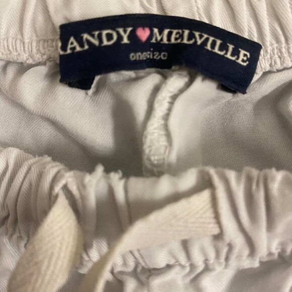 Brandy Melville Cream Drawstring Cotton Blend Shorts (OS) - Picture 6 of 7